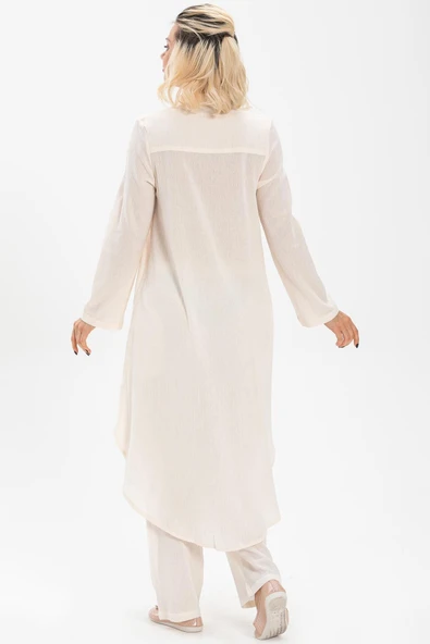 Edanur Şile Bezi Mevsimlik ve Yazlık Tunik Krem Krm S Krem - Resim 2