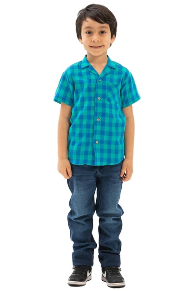 Kısa Kol Şile Bezi Tek Cepli Erkek Yazlık Çocuk Gömlek Mint Kareli 3033 2-3 Yaş Mint Kareli - 5