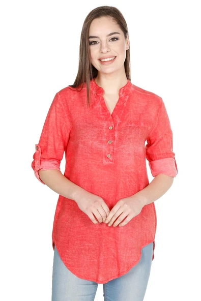 Uzun Kol Şile Bezi Akasya Yazlık Bluz Mercan Mrcn S Mercan ürün görseli