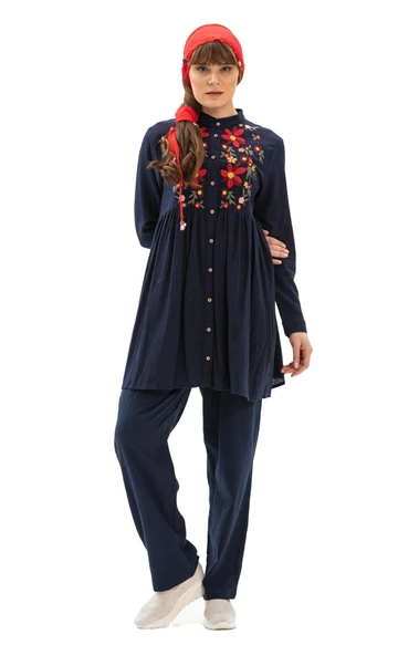 Büşra Şile Bezi Yazlık Tunik Lacivert Lcvt S Lacivert - Resim 9