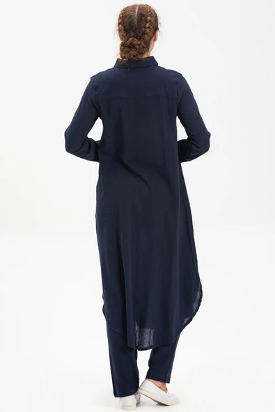 Edanur Şile Bezi Mevsimlik ve Yazlık Tunik Lacivert Lcvt S Lacivert - Resim 2