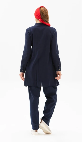 Büşra Şile Bezi Yazlık Tunik Lacivert Lcvt S Lacivert - Resim 2