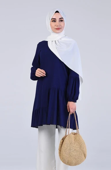 Elif Şile Bezi Mevsimlik ve Yazlık Tunik Mor Mor S Mor - Resim 5