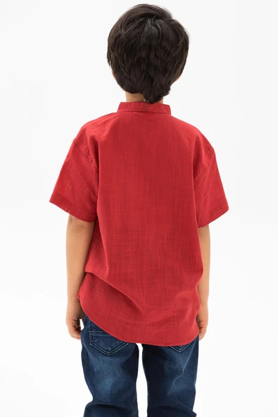 Kısa Kol Şantuklu Pamuk Bodrum Yazlık Erkek Çocuk Tshirt Kırmızı 3051 1-2 Yaş Kırmızı - Resim 2