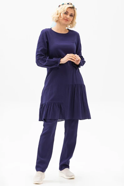 Elif Şile Bezi Mevsimlik ve Yazlık Tunik Mor Mor S Mor ürün görseli