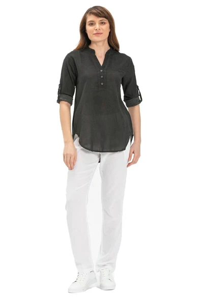 Uzun Kol Şile Bezi Akasya Yazlık Bluz Füme Fm S Füme - 6