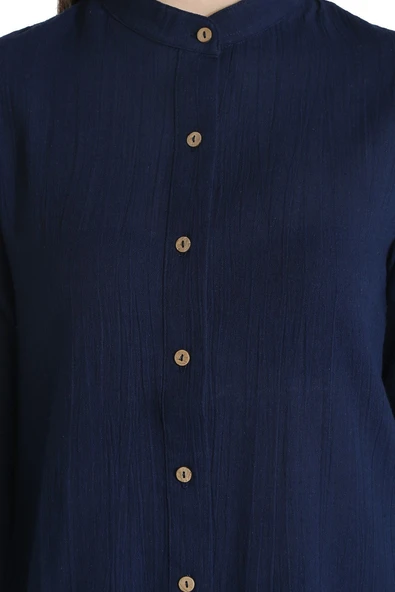 Kadın Şile Bezi Hakim Yaka Yazlık Tunik Lacivert Lcvt M Lacivert - Resim 3