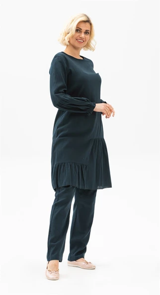 Elif Şile Bezi Mevsimlik ve Yazlık Tunik Petrol Ptrl S Petrol ürün görseli