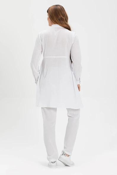 Büşra Şile Bezi Yazlık Tunik Beyaz Byz S Beyaz - Resim 2