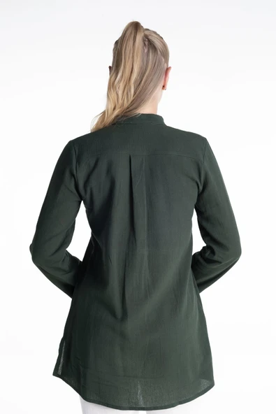 Kadın Şile Bezi Hakim Yaka Yazlık Tunik Yeşil Ysl M Yeşil - 2