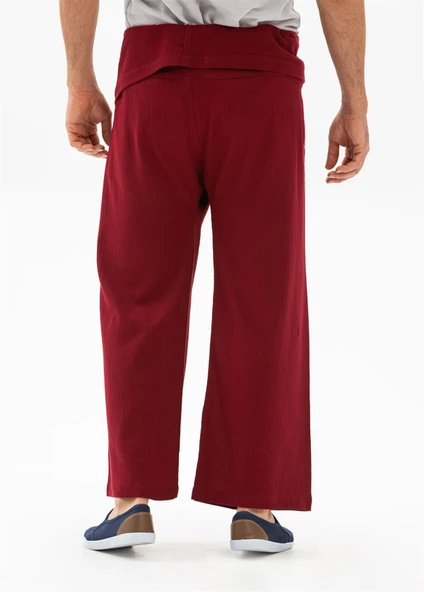 Erkek Şile Bezi Thai Balıkçı Yazlık Pantolon Bordo Brd L/XL Bordo - 2