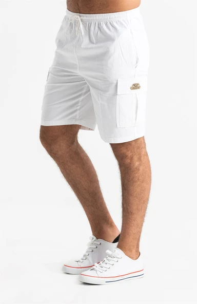 Gabardin Lastikli Erkek Şort Beyaz Byz S Beyaz - 5