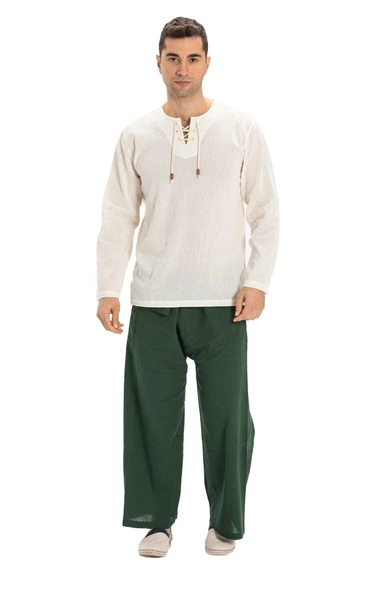 Erkek Şile Bezi Thai Balıkçı Yazlık Pantolon Yeşil Ysl L/XL Yeşil - 6