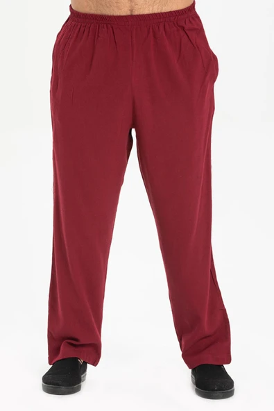 Şile Bezi Erkek Yazlık Şalvar Pantolon Bordo Brd L Bordo - 3