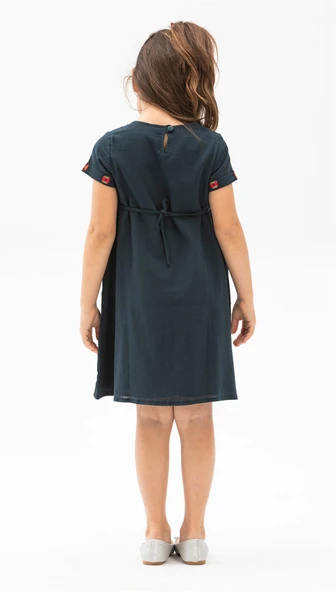 Melek Şile Bezi Çocuk Yazlık Elbise Petrol Ptrl 2-3 Yaş Petrol - 2