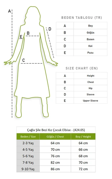 Çağla Şile Bezi Kız Çocuk Yazlık Elbise Yeşil Ysl 2-3 Yaş Yeşil - 5
