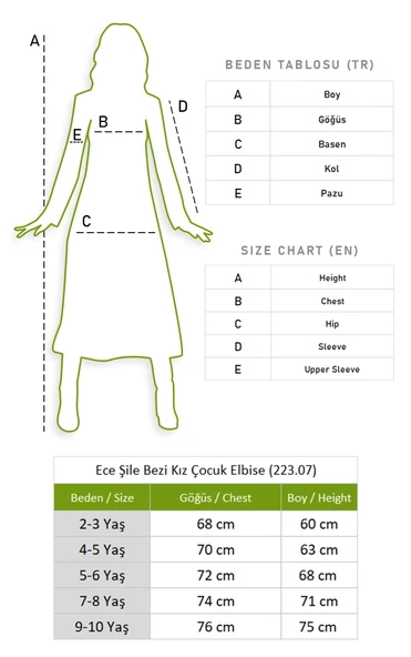 Ece Şile Bezi Kız Çocuk Yazlık Elbise Siyah Syh - Resim 5