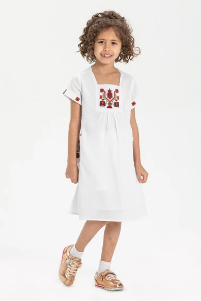 Melek Şile Bezi Çocuk Yazlık Elbise Beyaz Byz 2-3 Yaş Beyaz