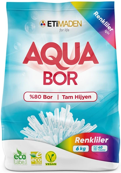Boron AquaBor Matik Toz Çamaşır Deterjanı 6KG (Renkliler İçin) 40 Yıkama