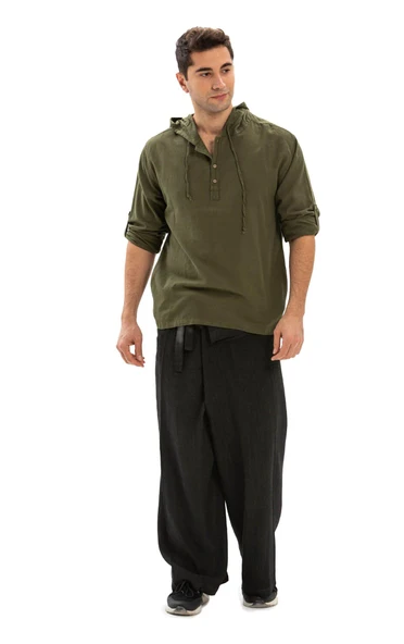 Erkek Şile Bezi Thai Balıkçı Yazlık Pantolon Füme Fm L/XL Füme - 6