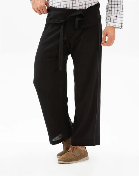 Erkek Şile Bezi Thai Balıkçı Yazlık Pantolon Siyah Syh L/XL Siyah - 4