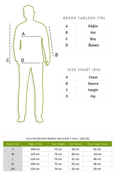 Uzun Kol Şile Bezi Bisiklet Yaka Erkek Yazlık Tshirt Mavi 3032 - Resim 5