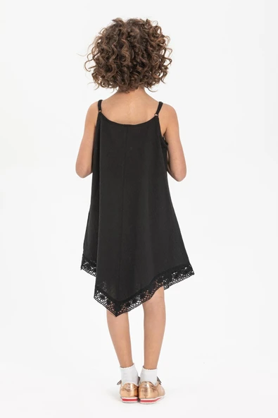 Çağla Şile Bezi Kız Çocuk Yazlık Elbise Siyah Syh 2-3 Yaş Siyah - 2