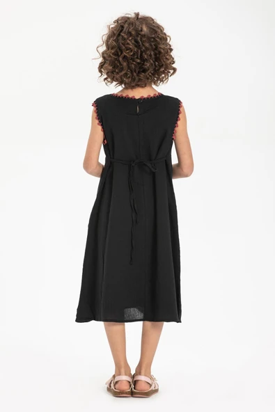 Burçak Şile Bezi Kız Çocuk Yazlık Elbise Siyah Syh 2-3 Yaş Siyah - 2