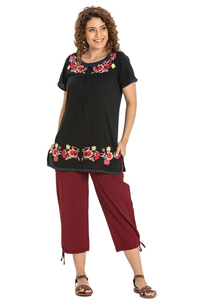 Şile Bezi Kadın Kapri Bordo Brd 36 Bordo - 6
