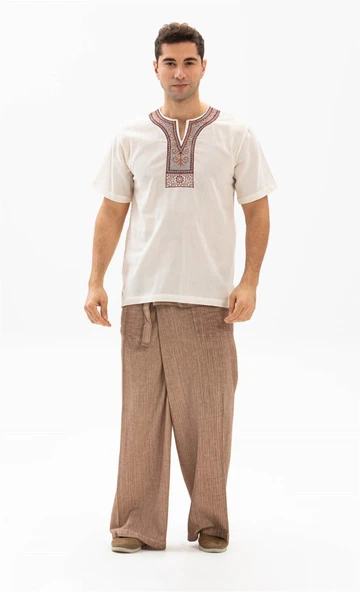 Erkek Şile Bezi Thai Balıkçı Yazlık Pantolon Kahve Khv L/XL Kahve - 1