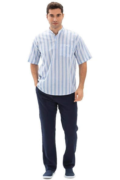 Şile Bezi Cepli Yazlık Erkek Pantolon Lacivert Lcvt 40 Lacivert - 5