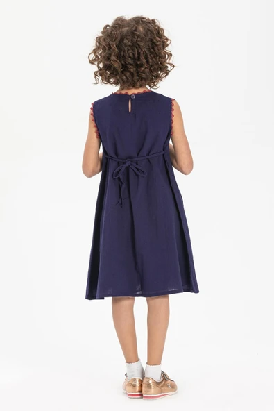 Burçak Şile Bezi Kız Çocuk Yazlık Elbise Mor Mor 2-3 Yaş Mor - 2