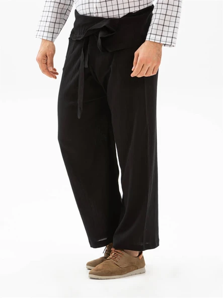 Erkek Şile Bezi Thai Balıkçı Yazlık Pantolon Siyah Syh L/XL Siyah - 3