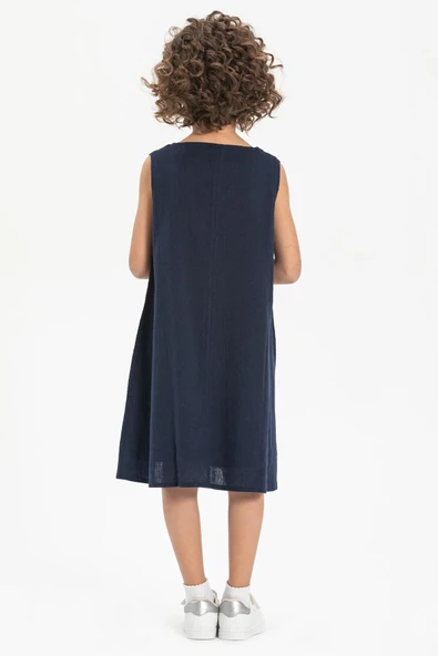 Gökçe Şile Bezi Kız Çocuk Yazlık Elbise Lacivert Lcvt 2-3 Yaş Lacivert - 2