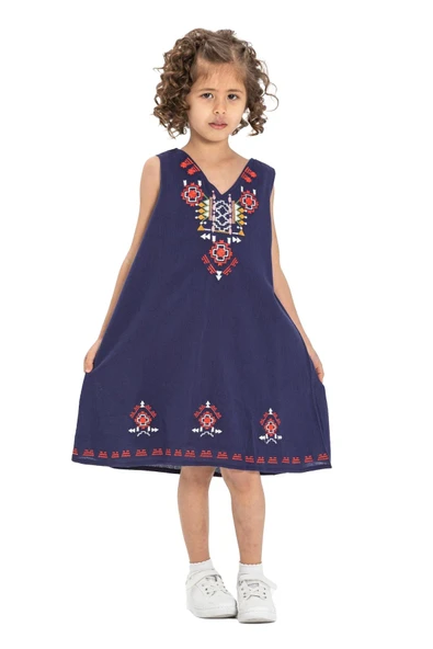 Gökçe Şile Bezi Kız Çocuk Yazlık Elbise Mor Mor 2-3 Yaş Mor - 5