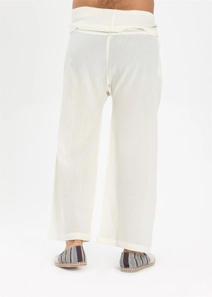 Erkek Şile Bezi Thai Balıkçı Yazlık Pantolon Krem Krm L/XL Krem - 2
