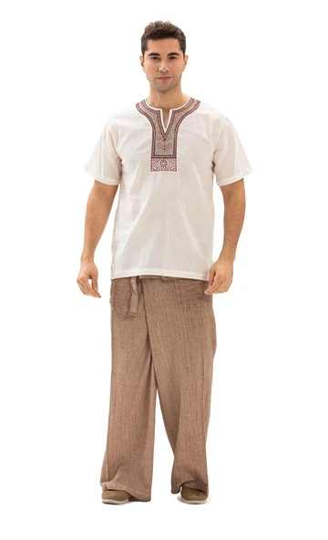 Erkek Şile Bezi Thai Balıkçı Yazlık Pantolon Kahve Khv L/XL Kahve - 6