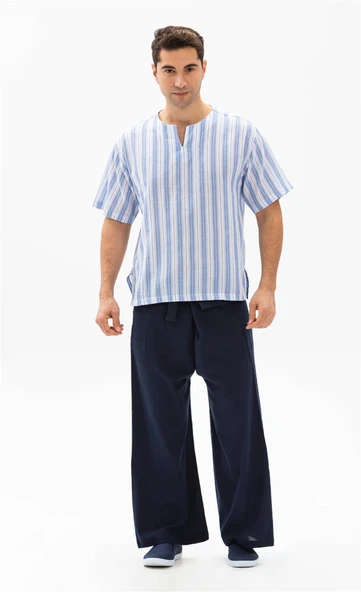 Erkek Şile Bezi Thai Balıkçı Yazlık Pantolon Lacivert Lcvt L/XL Lacivert - 1