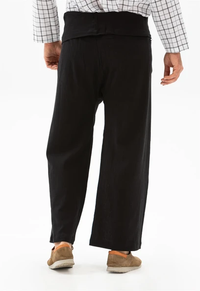 Erkek Şile Bezi Thai Balıkçı Yazlık Pantolon Siyah Syh L/XL Siyah - 2