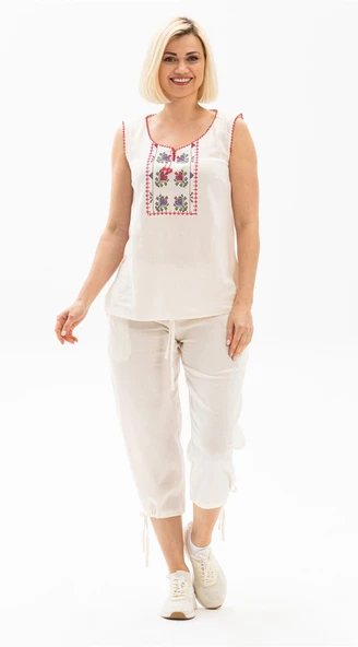 Şile Bezi Kadın Kapri Krem Krm 38 Krem - 4