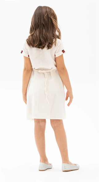 Melek Şile Bezi Çocuk Yazlık Elbise Krem Krm 2-3 Yaş Krem - 3