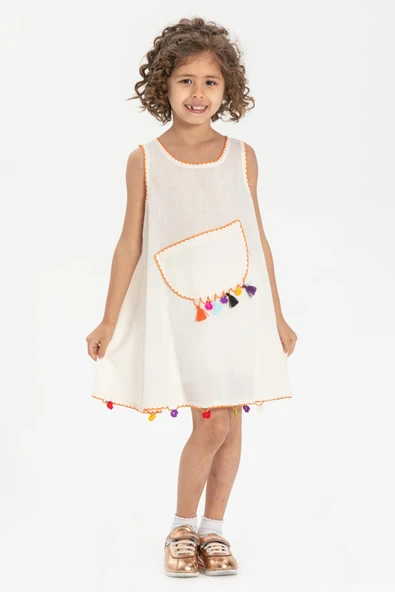 Mine Şile Bezi Çocuk Yazlık Elbise Krem Krm ürün görseli