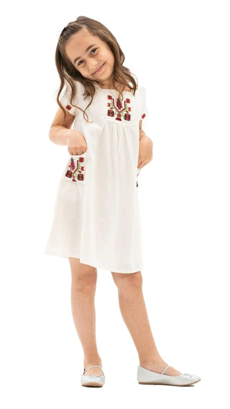 Melek Şile Bezi Çocuk Yazlık Elbise Krem Krm 2-3 Yaş Krem - 6