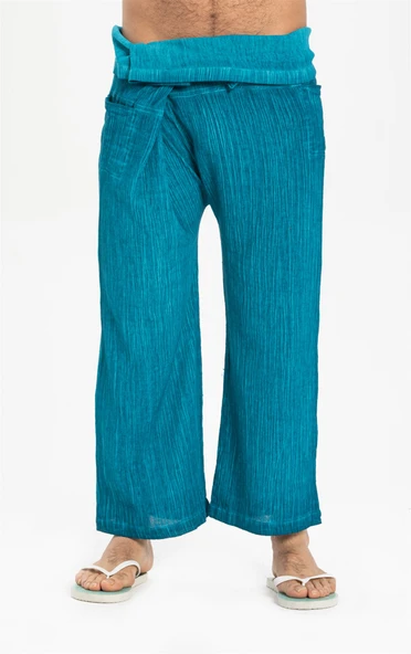 Erkek Şile Bezi Thai Balıkçı Yazlık Pantolon Turkuaz Trkz L/XL Turkuaz - 3