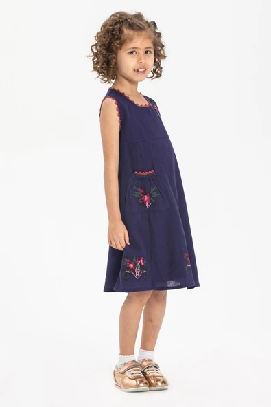 Burçak Şile Bezi Kız Çocuk Yazlık Elbise Mor Mor 2-3 Yaş Mor - 3