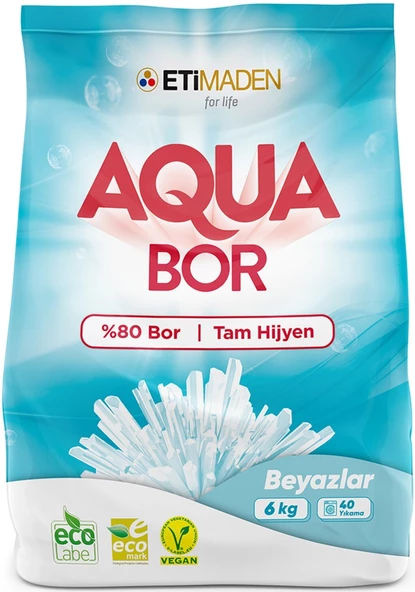 Boron AquaBor Matik Toz Çamaşır Deterjanı 6KG (Beyazlar İçin) 40 Yıkama