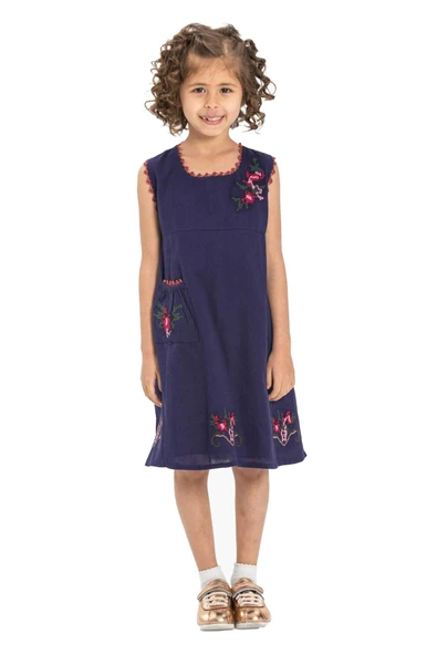 Burçak Şile Bezi Kız Çocuk Yazlık Elbise Mor Mor 2-3 Yaş Mor - 5