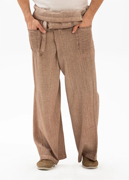 Erkek Şile Bezi Thai Balıkçı Yazlık Pantolon Kahve Khv L/XL Kahve - 3