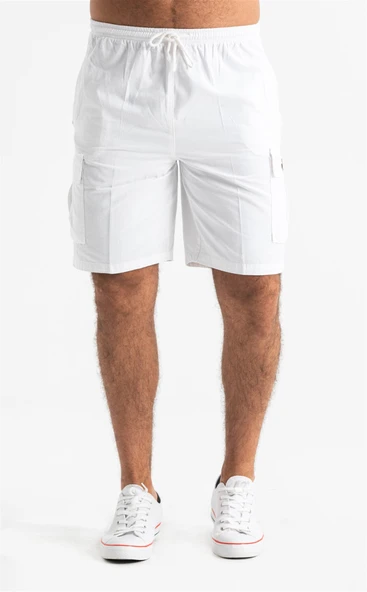 Gabardin Lastikli Erkek Şort Beyaz Byz S Beyaz - 2
