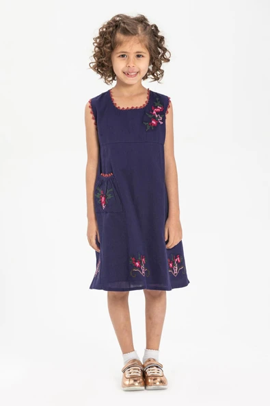 Burçak Şile Bezi Kız Çocuk Yazlık Elbise Mor Mor 2-3 Yaş Mor